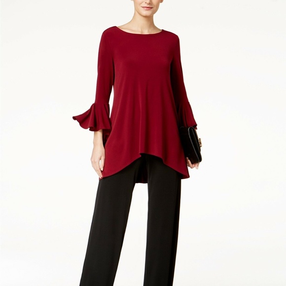 Alfani Red Womens Jersey Hi-low Pullover Blouse - Picture 3 of 3